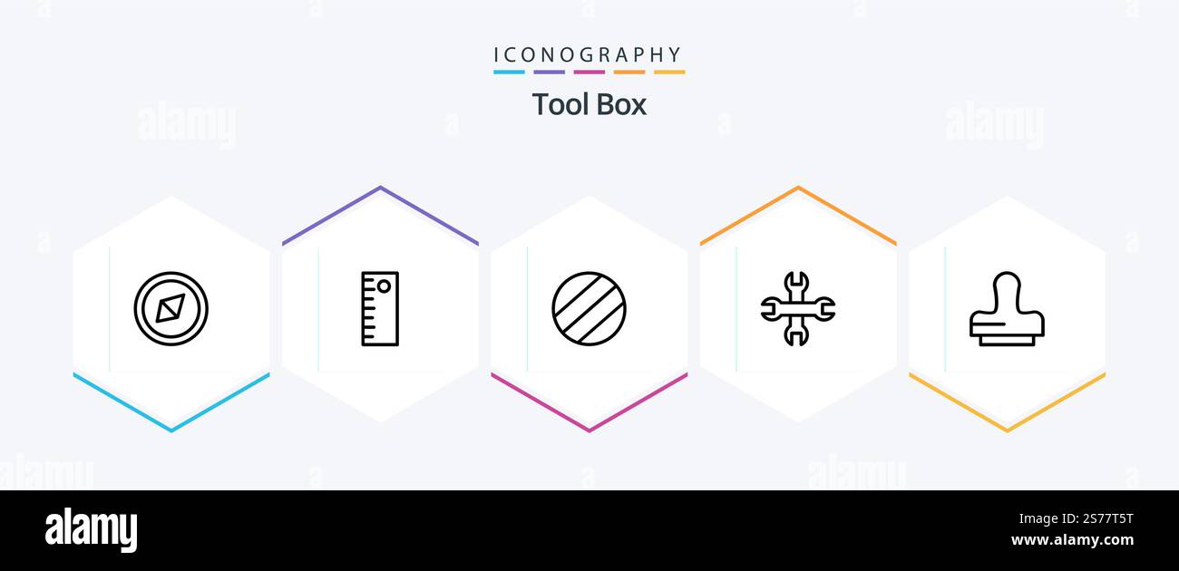 Tools 25 Line icon pack including . wrench. Stock Vector