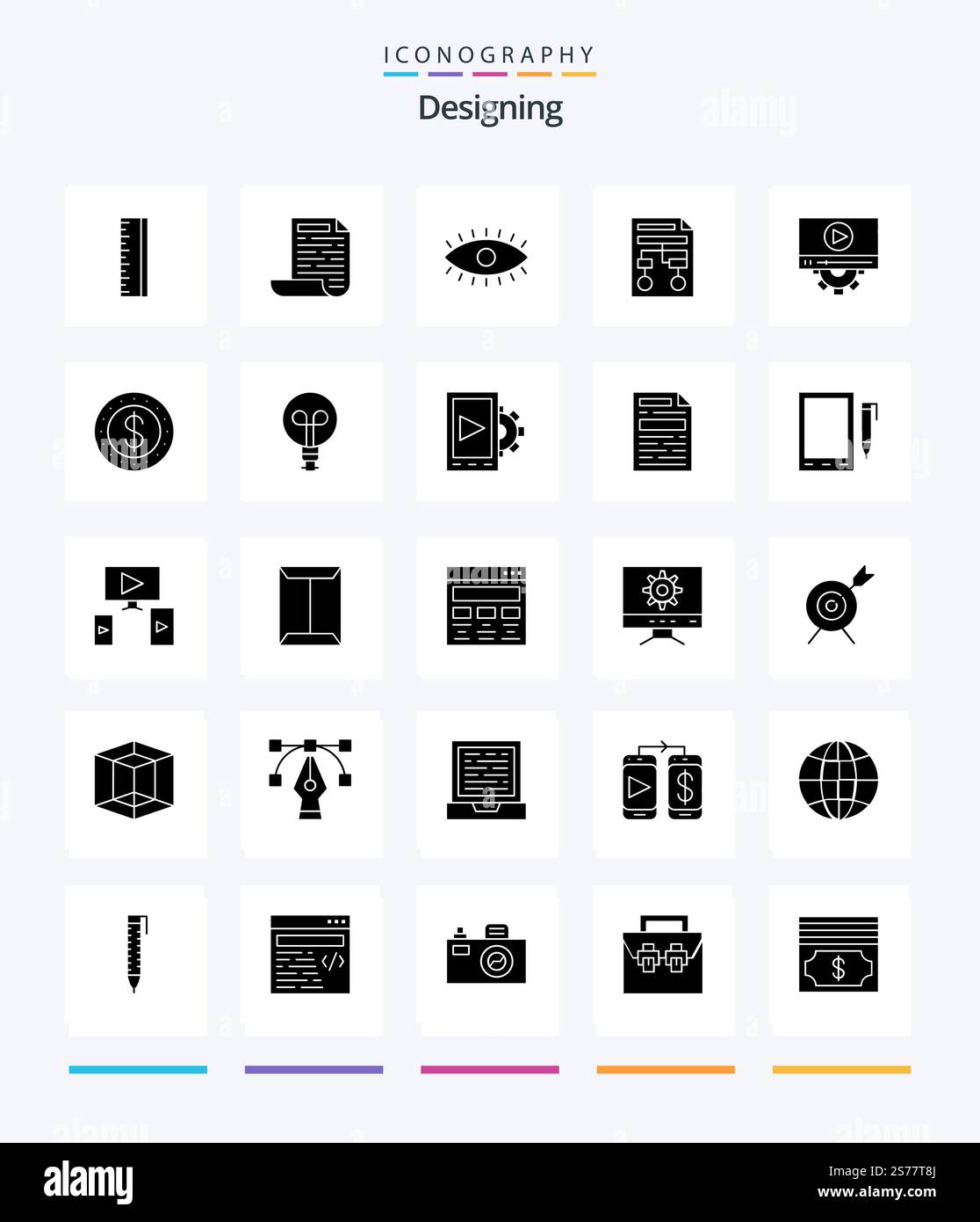 Creative Designing 25 Glyph Solid Black icon pack Such As setting ...
