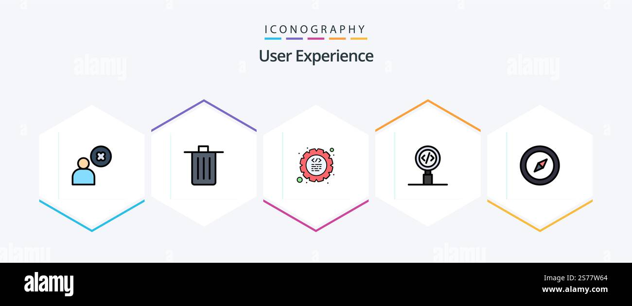 User Experience 25 FilledLine icon pack including search. development. trash. coding. program Stock Vector