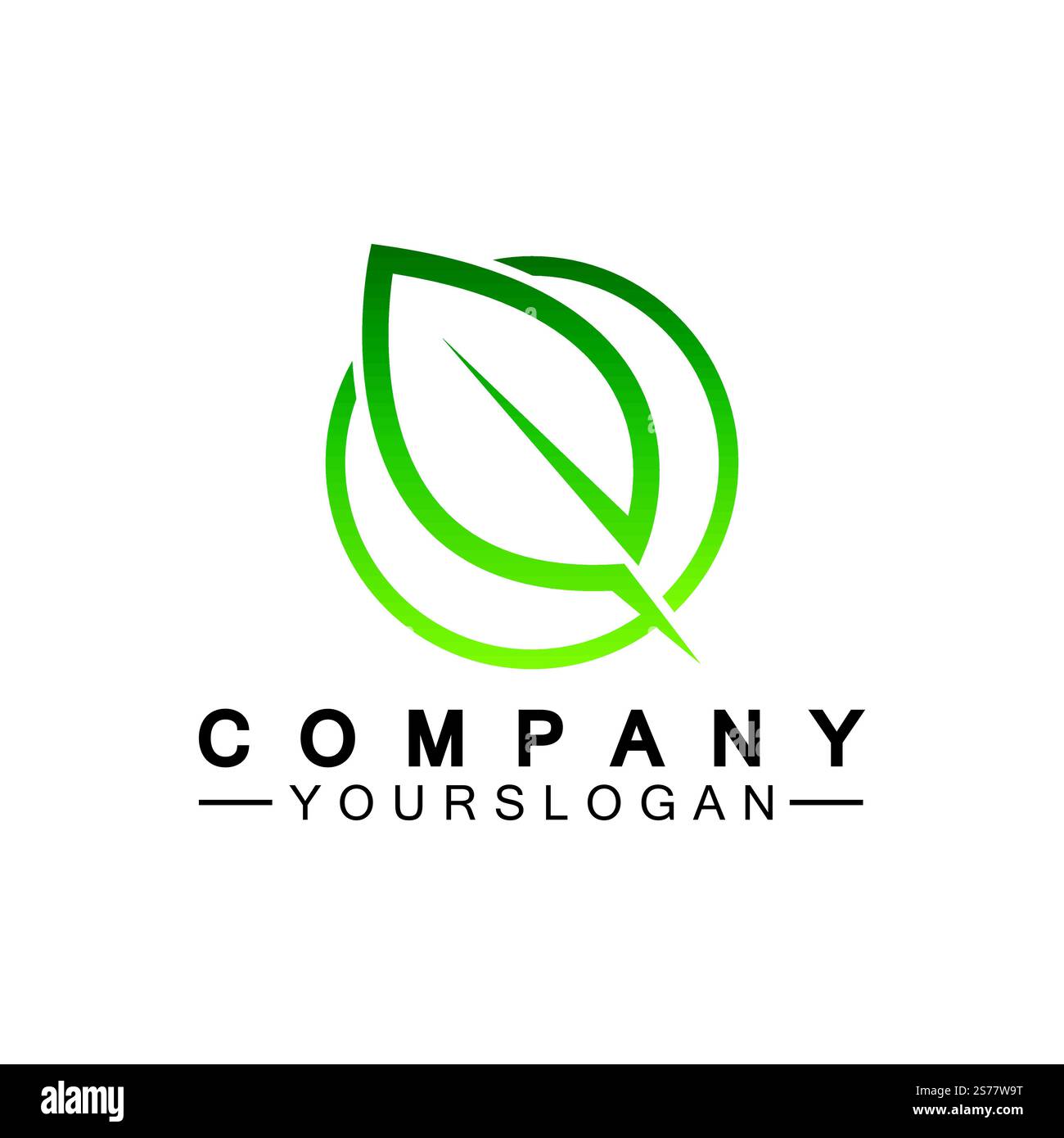 Simple leaf logo inside circle with minimal line art design style Stock Vector