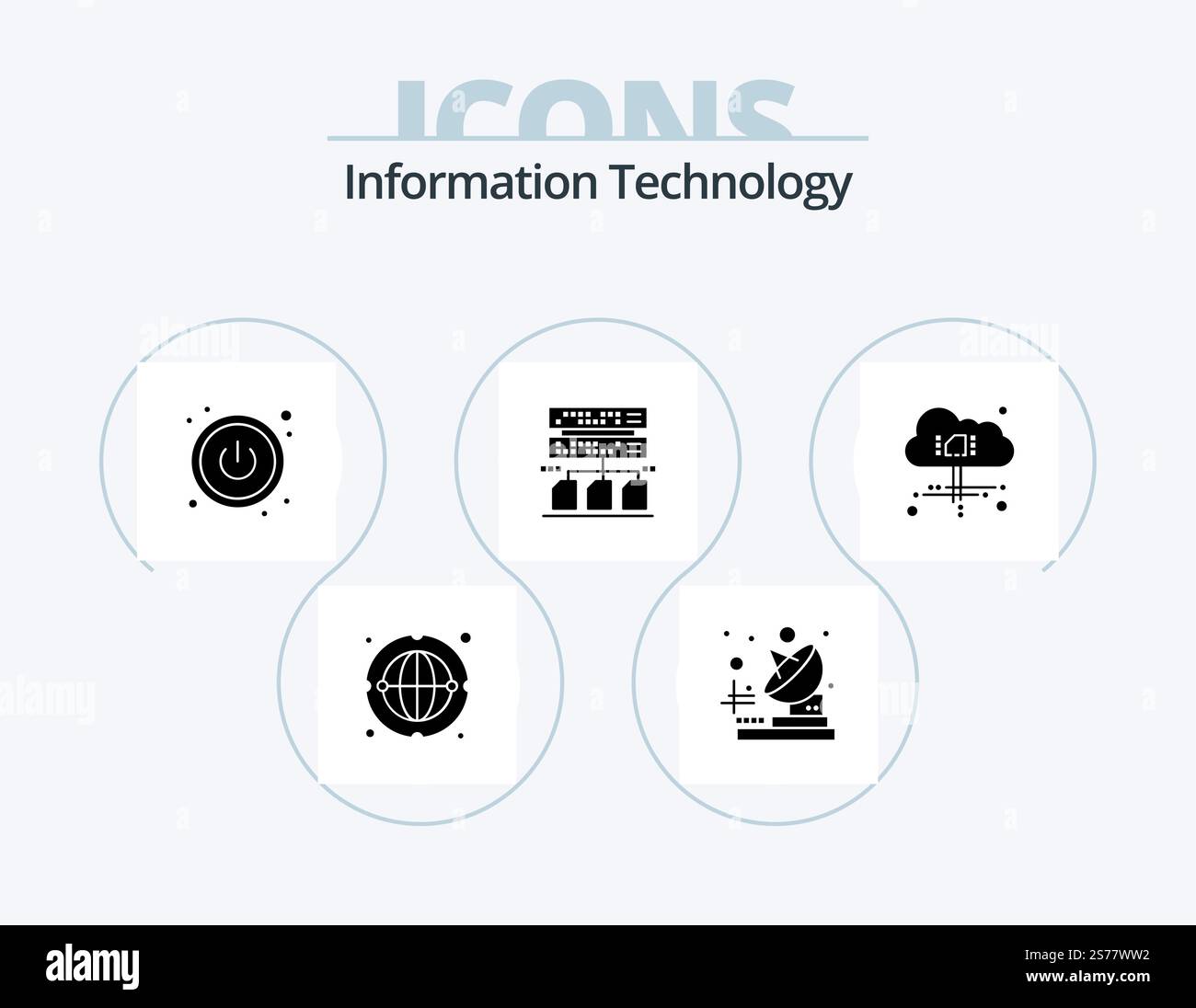 Information Technology Glyph Icon Pack 5 Icon Design. . . switch. power. cloud Stock Vector