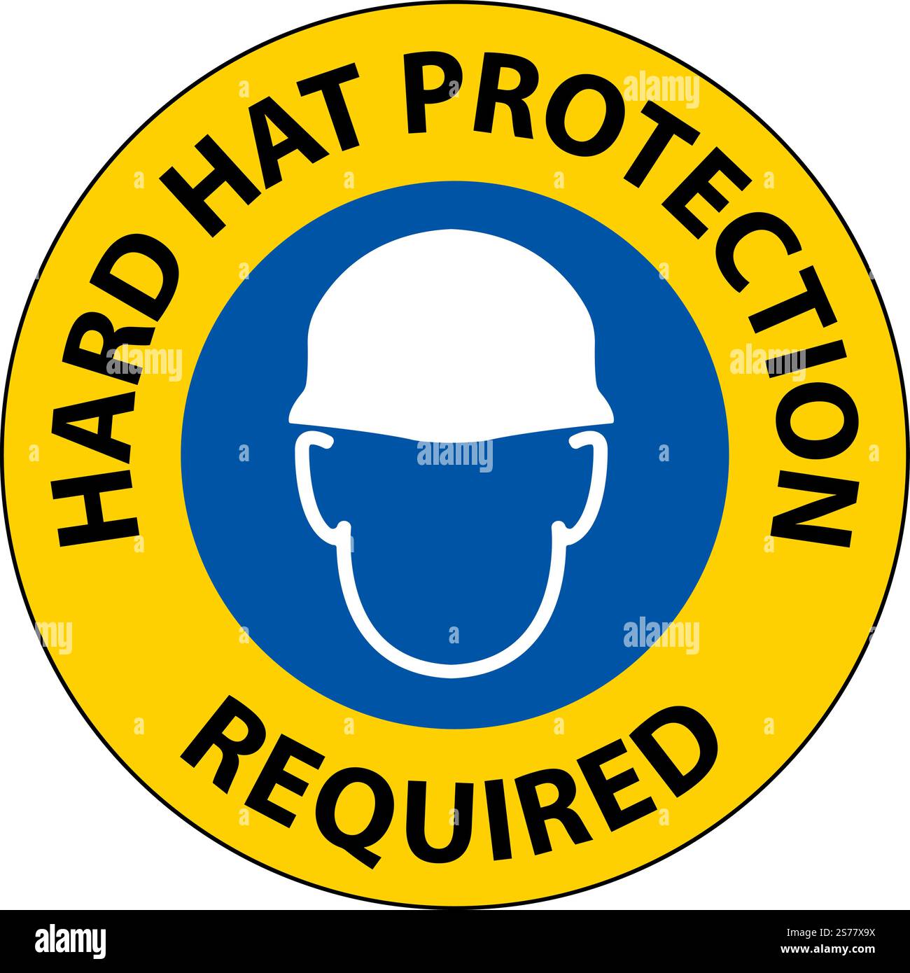 Hard Hat Protection Required Area Sign On White Background Stock Vector ...