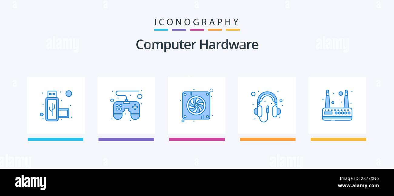 Computer Hardware Blue 5 Icon Pack Including . router. fan. modem ...
