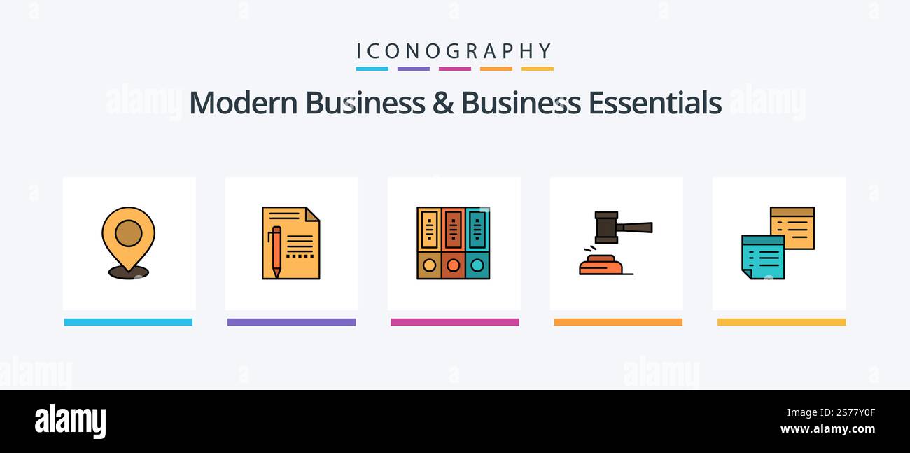 Modern Business And Business Essentials Line Filled 5 Icon Pack ...