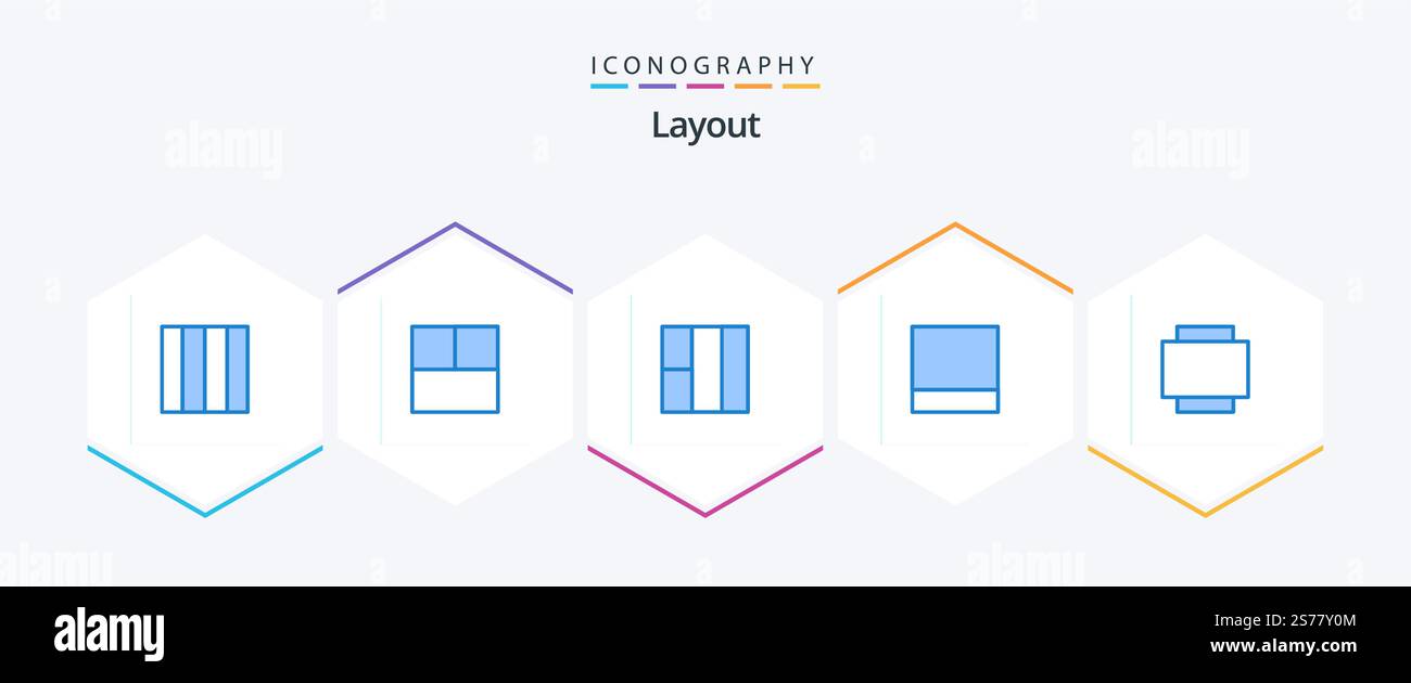 Layout 25 Blue icon pack including . Stock Vector