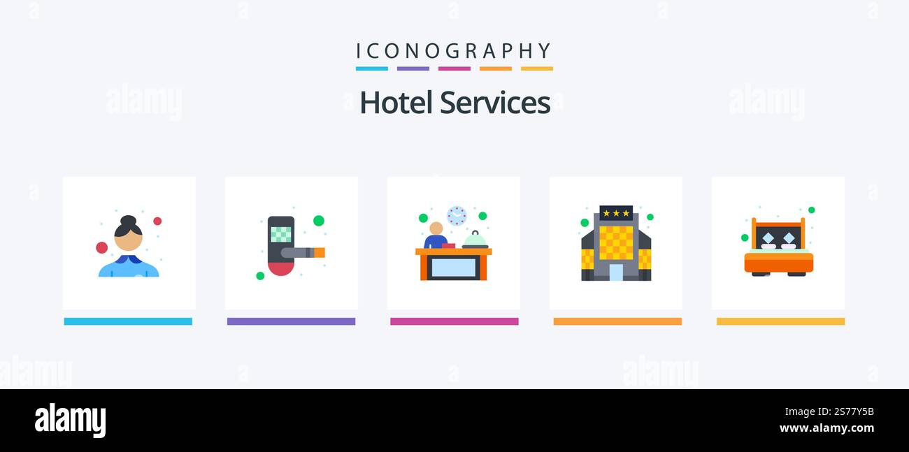 Hotel Services Flat 5 Icon Pack Including room. bed. hotel. star ...