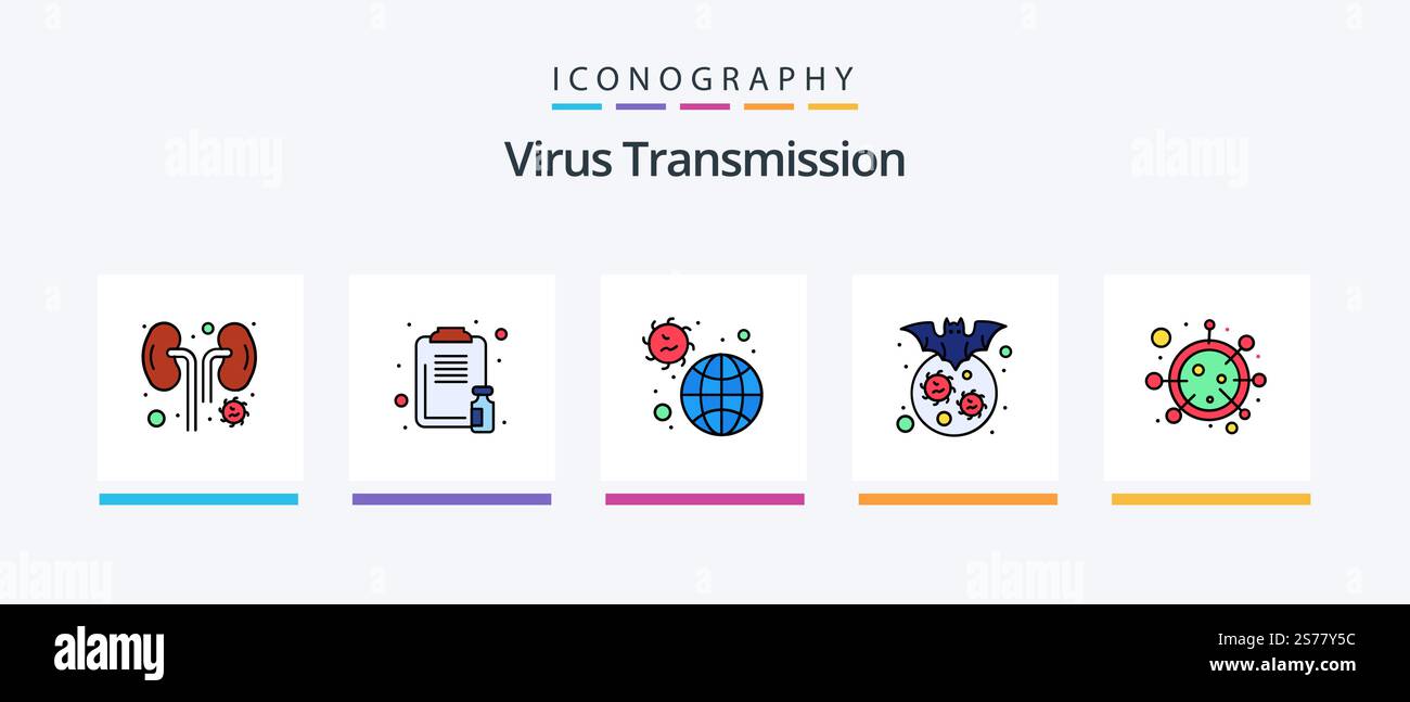 Virus Transmission Line Filled 5 Icon Pack Including recovery. water ...