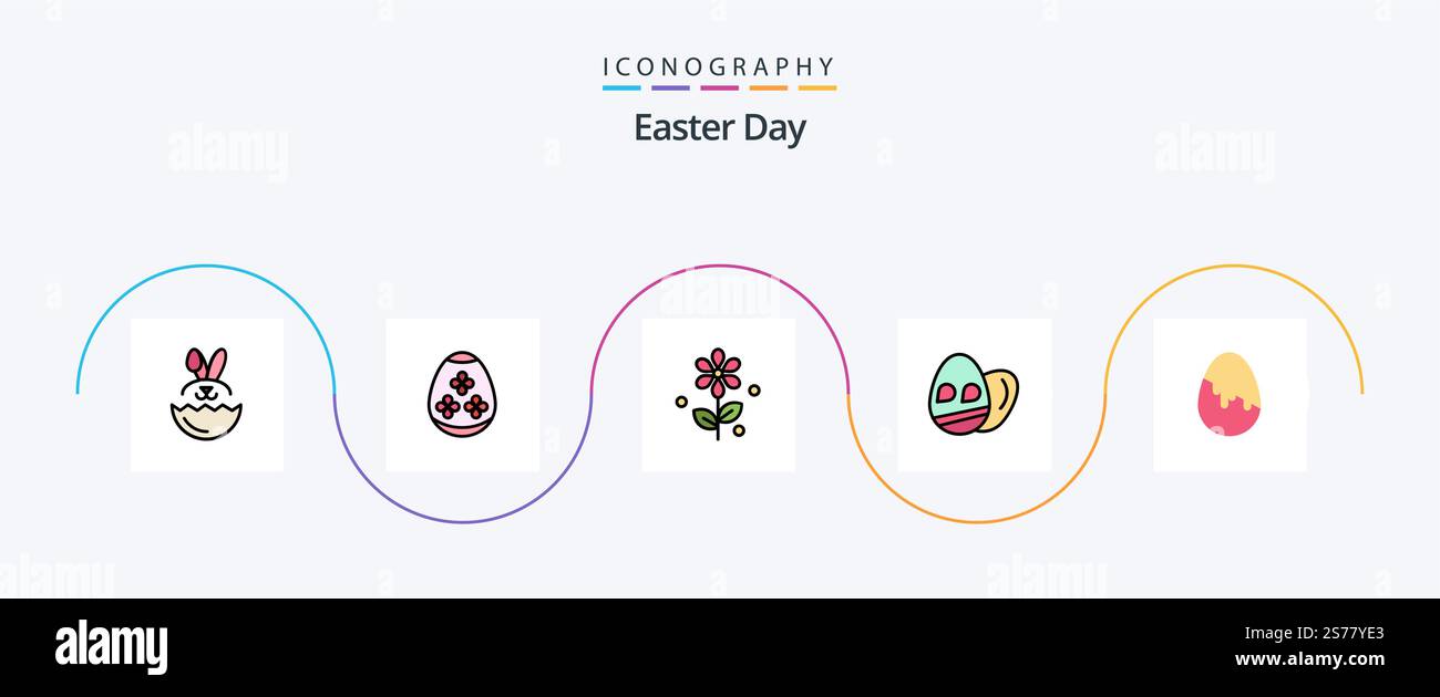 Easter Line Filled Flat 5 Icon Pack Including . easter egg. easter. easter. holiday Stock Vector