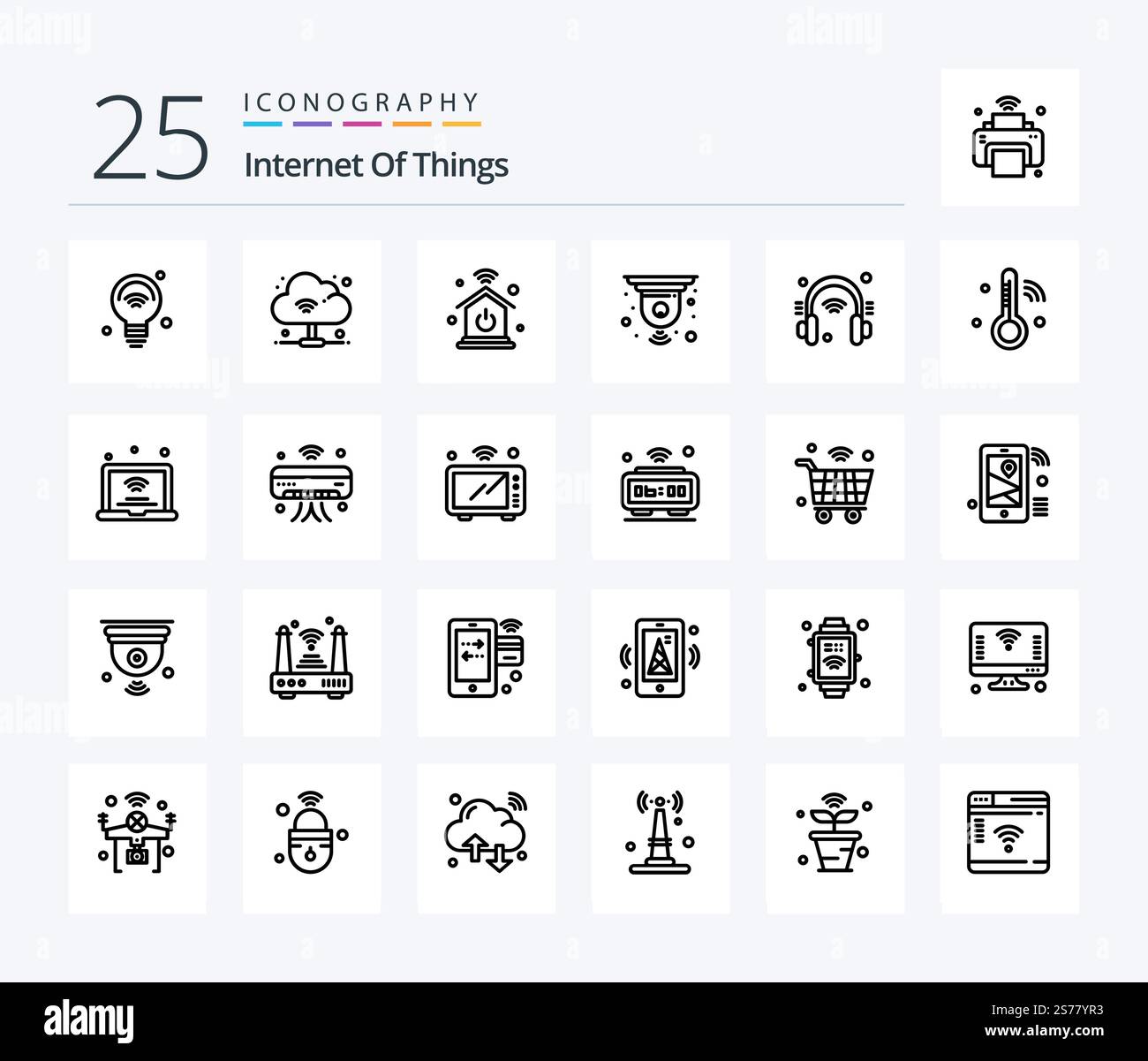 Internet Of Things 25 Line icon pack including internet. headphone ...
