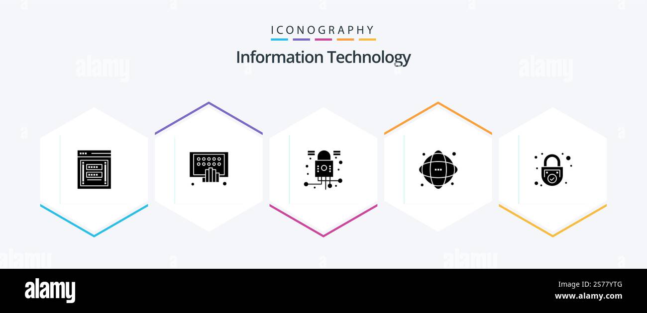 Information Technology 25 Glyph icon pack including network. database. phone. data. network Stock Vector
