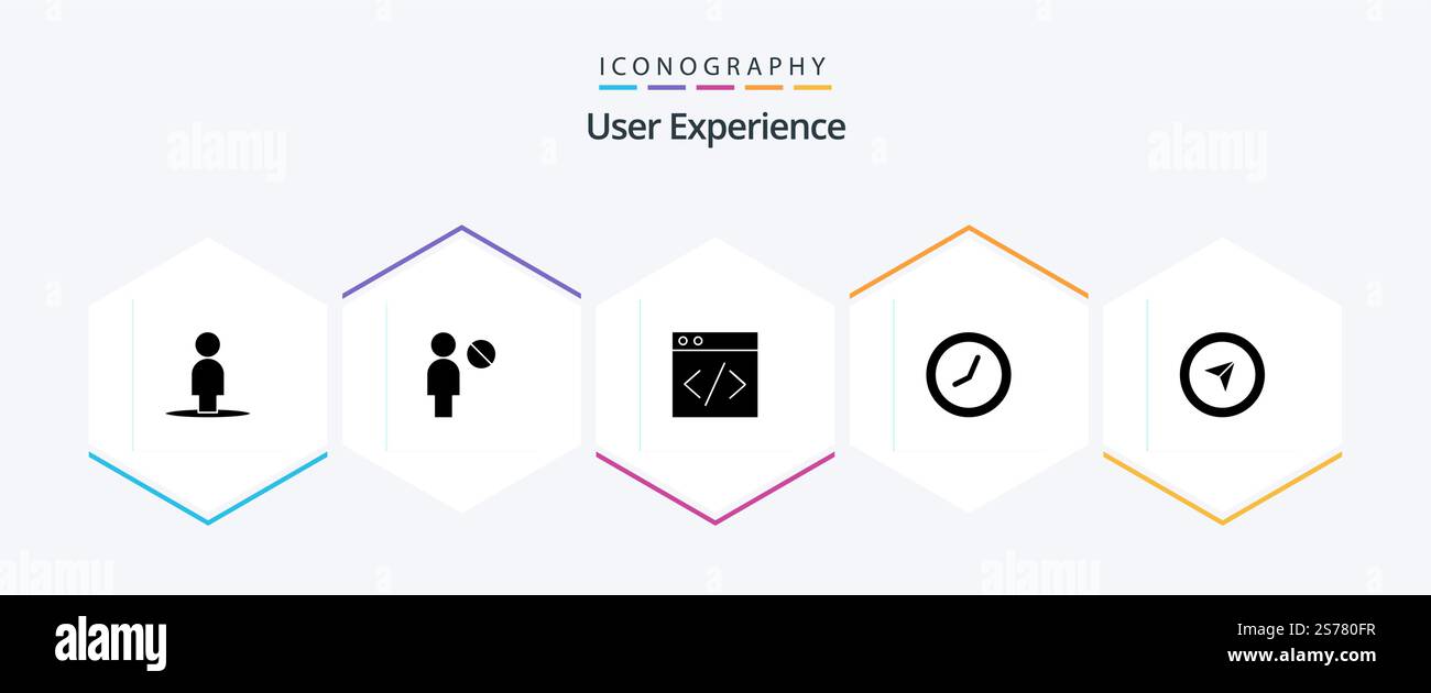 User Experience 25 Glyph icon pack including . time . clock . development Stock Vector