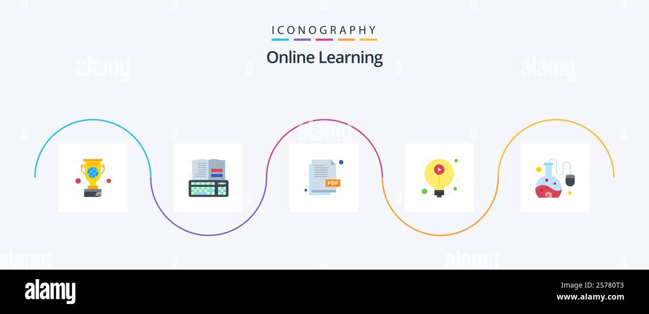 Online Learning Flat 5 Icon Pack Including online lab. knowledge ...