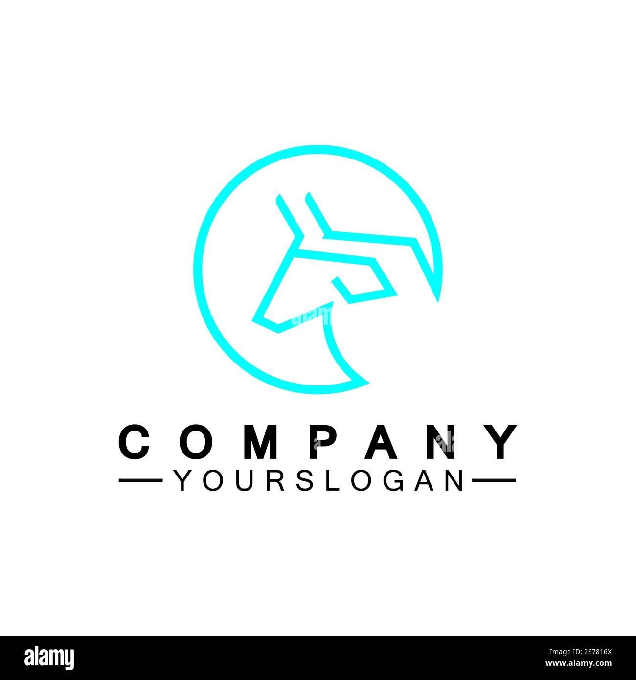 Bull monoline logo design vector template Stock Vector