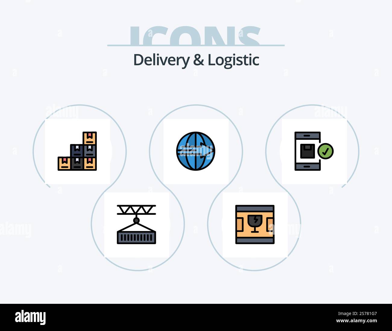 Delivery And Logistic Line Filled Icon Pack 5 Icon Design. delivery ...