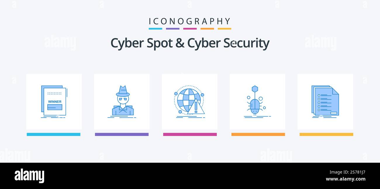 Cyber Spot And Cyber Security Blue 5 Icon Pack Including spider. bug ...