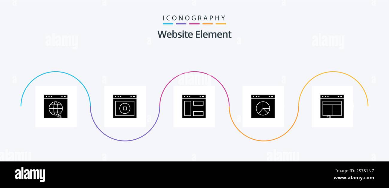 Website Element Glyph 5 Icon Pack Including divide. presentation ...