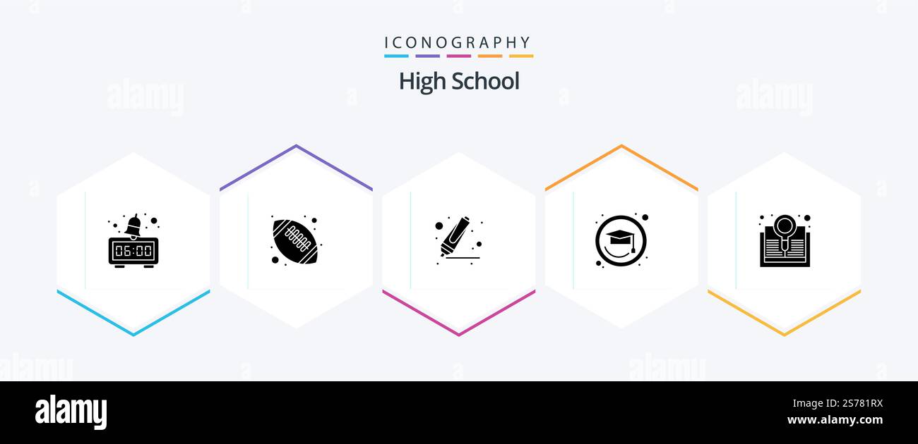 High School 25 Glyph icon pack including . research. highlighter ...