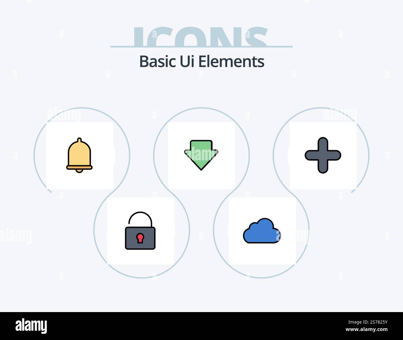 Basic Ui Elements Line Filled Icon Pack 5 Icon Design. danger. ineternet. plus. map. world Stock Vector