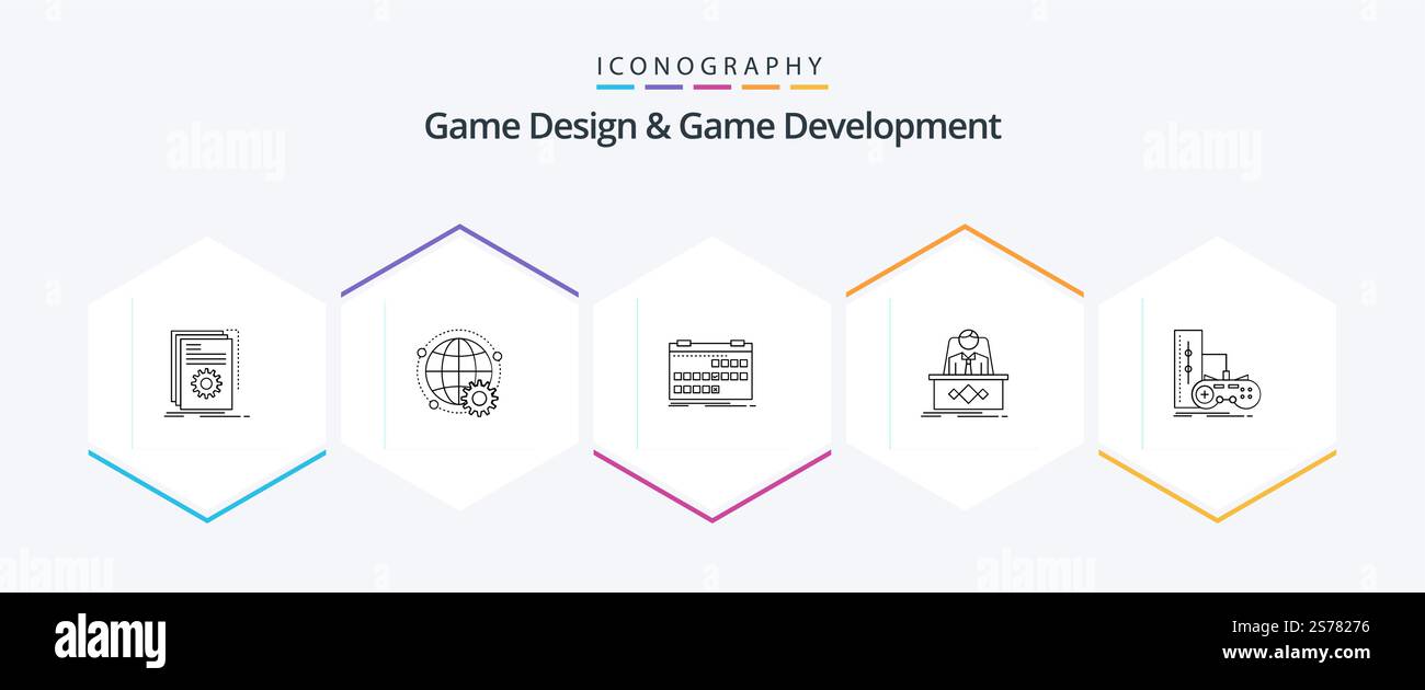Game Design And Game Development 25 Line icon pack including legend ...