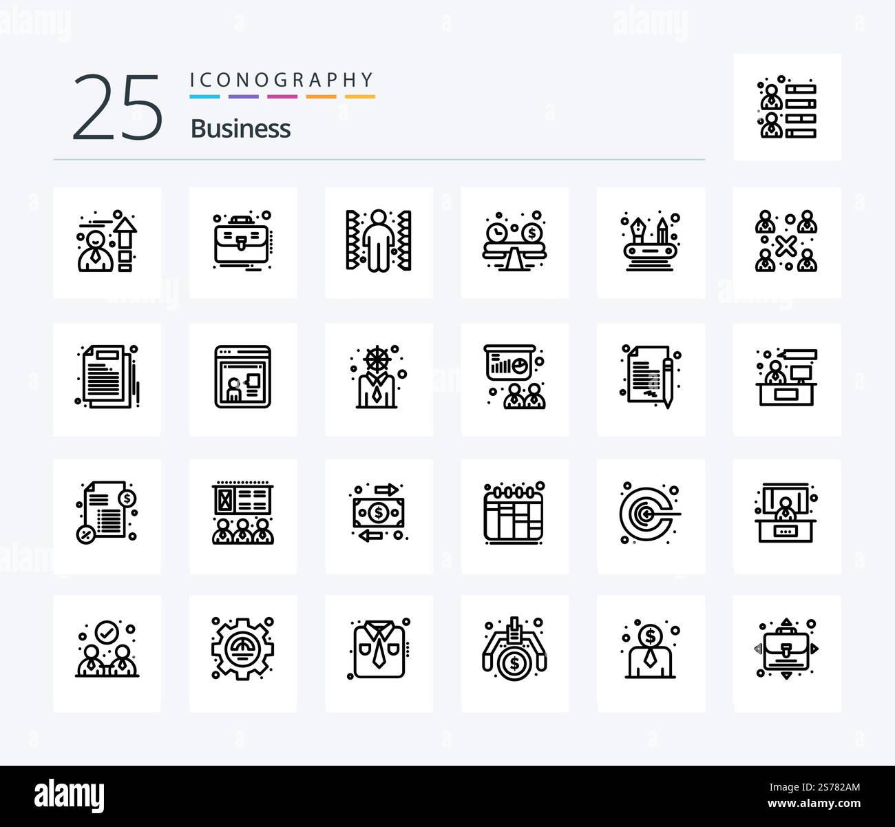 Business 25 Line icon pack including business. competencies ...
