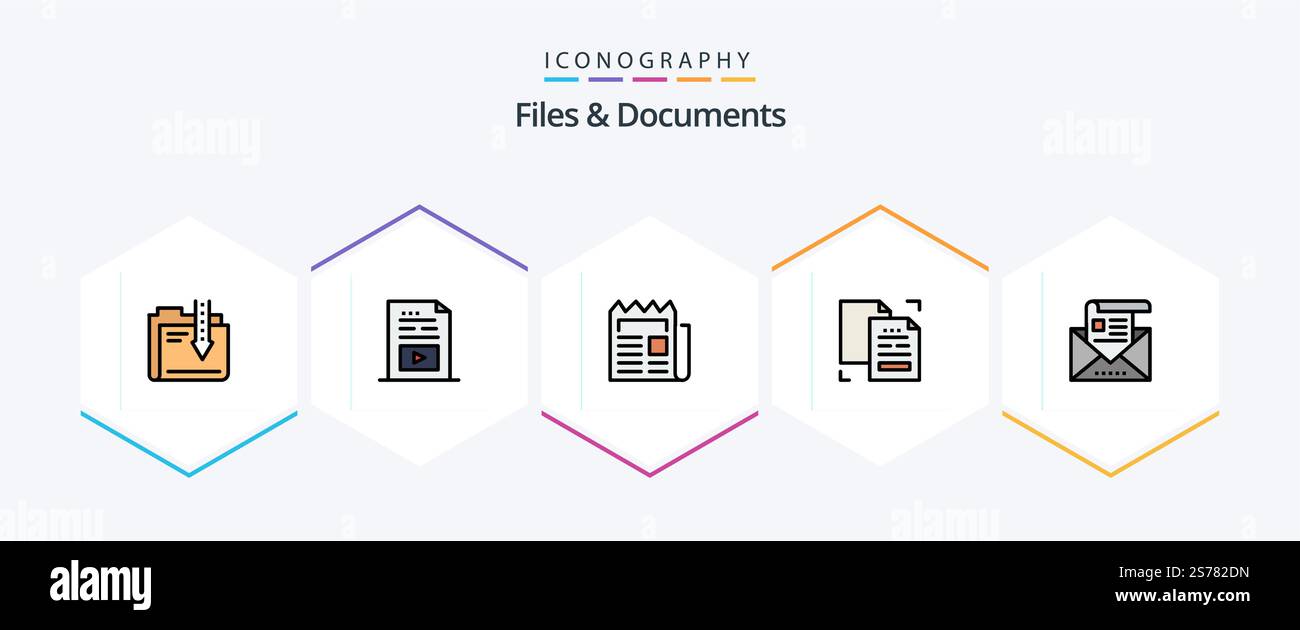 Files And Documents 25 FilledLine icon pack including data. content ...