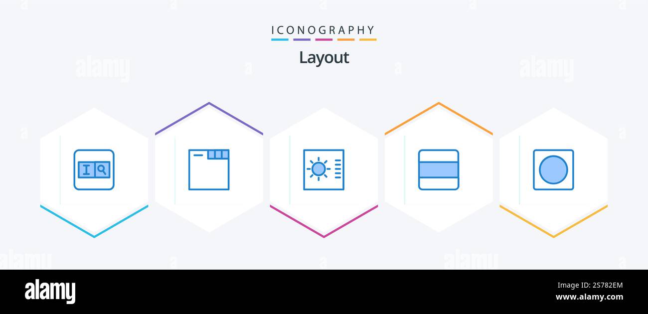 Layout 25 Blue icon pack including . layout. layout. frame. vertical Stock Vector