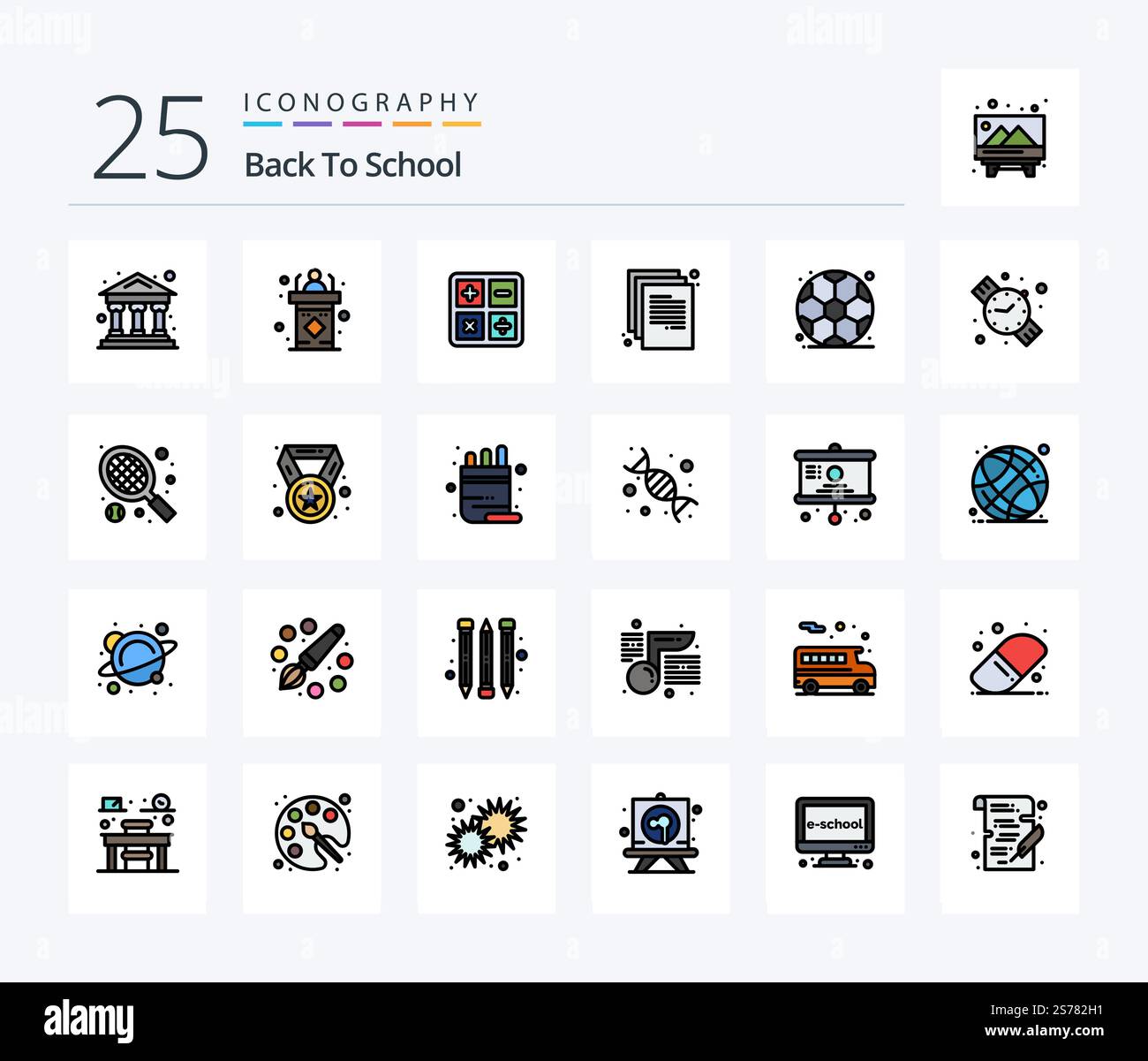Back To School 25 Line Filled icon pack including back to school. paper ...