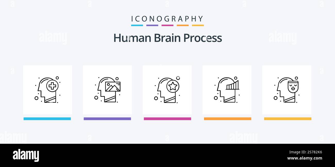 Human Brain Process Line 5 Icon Pack Including head. mind. mind. human ...