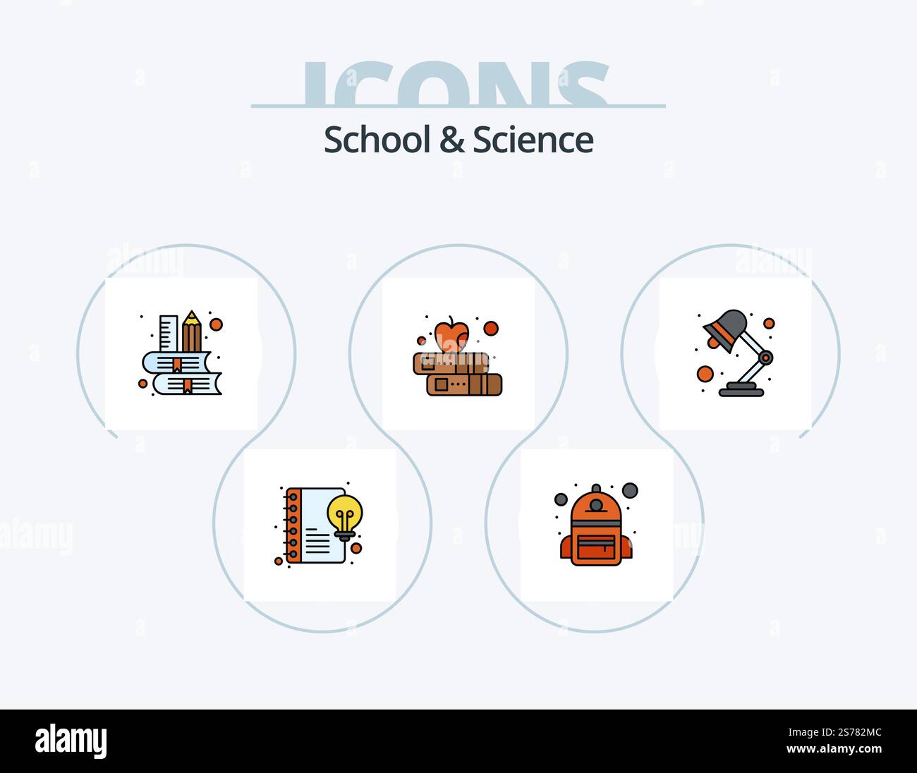 School And Science Line Filled Icon Pack 5 Icon Design. notes. settings ...