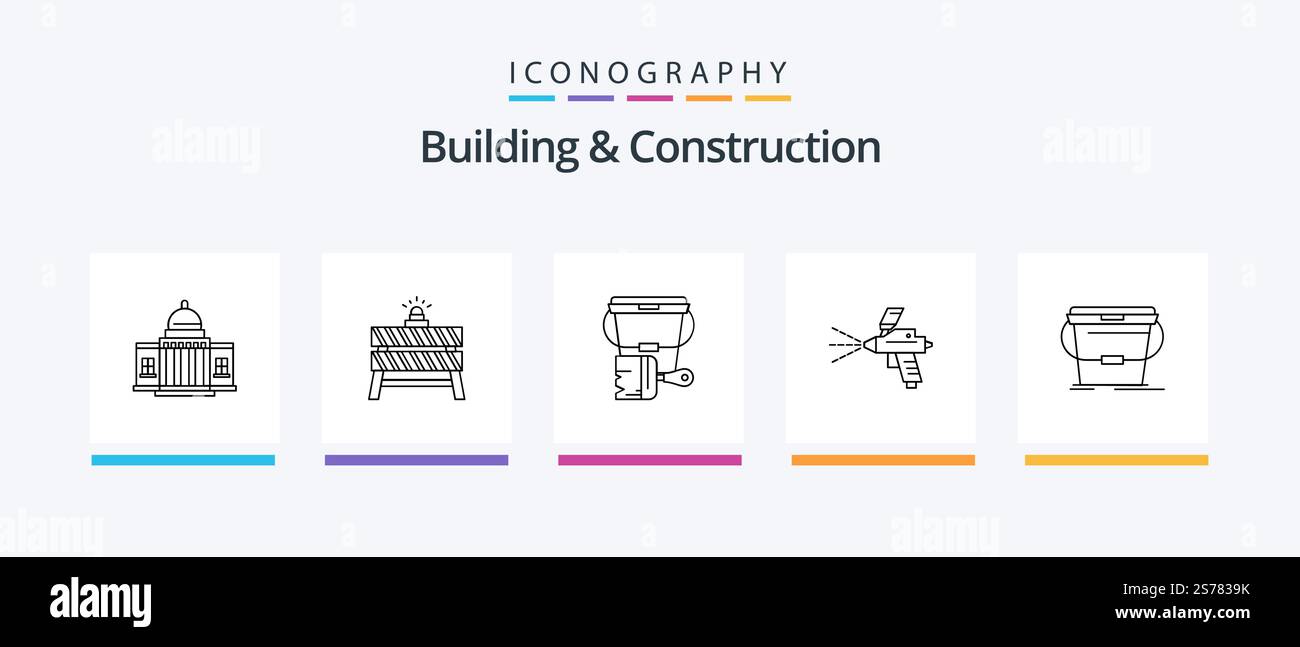 Building And Construction Line 5 Icon Pack Including brick. security ...