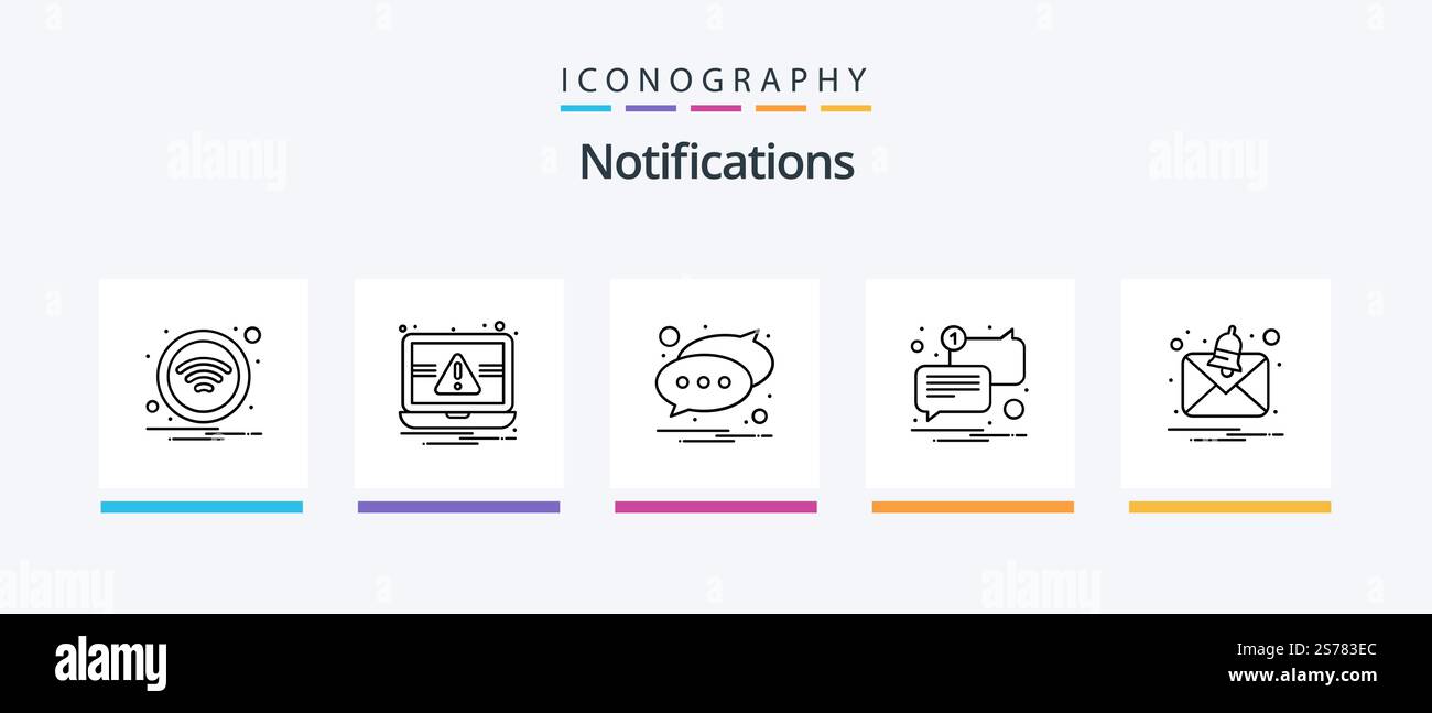 Notifications Line 5 Icon Pack Including folder. not. alarm. message ...