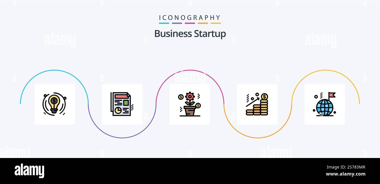 Business Startup Line Filled Flat 5 Icon Pack Including internet. world ...