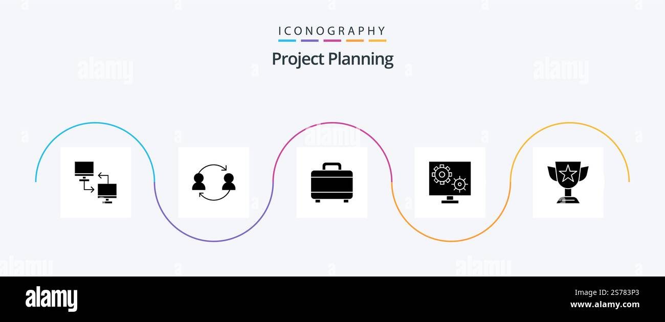 Project Planing Glyph 5 Icon Pack Including setting. preference ...