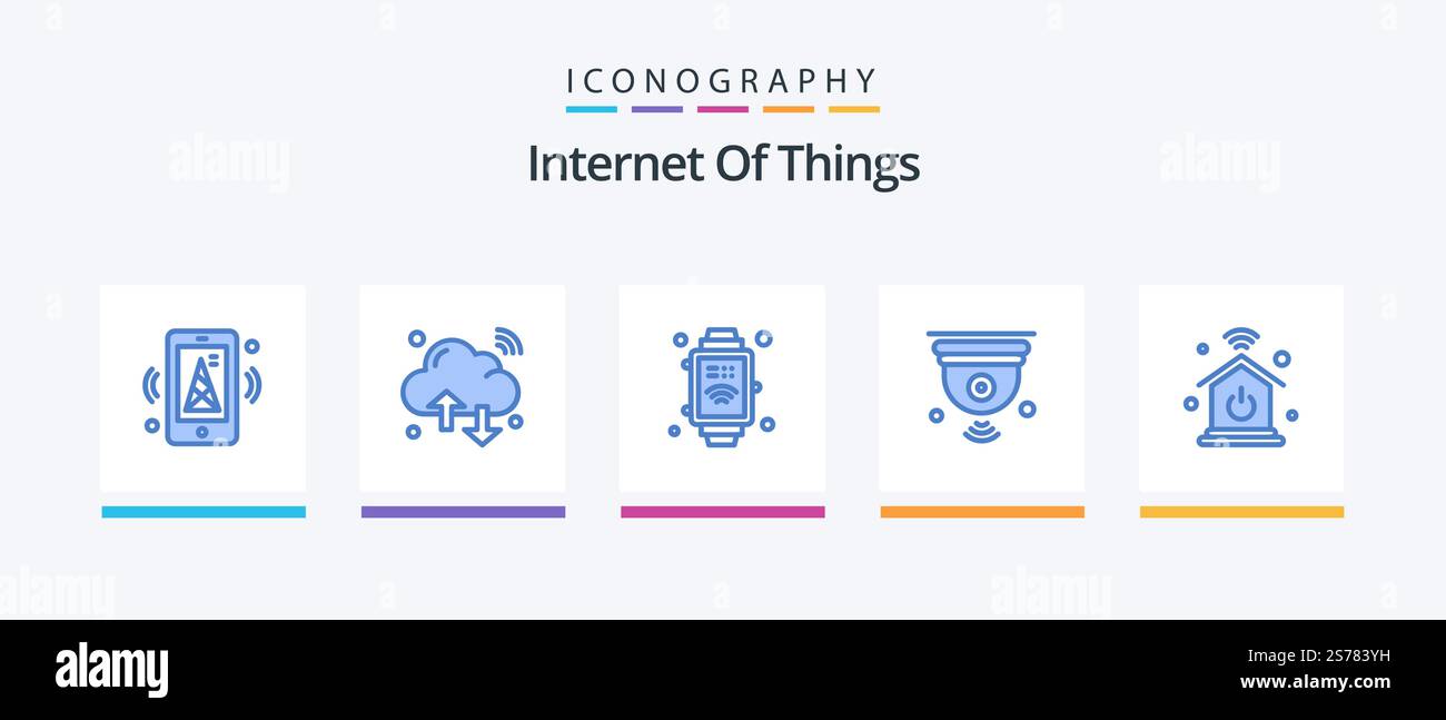 Internet Of Things Blue 5 Icon Pack Including home network. iot. wifi ...