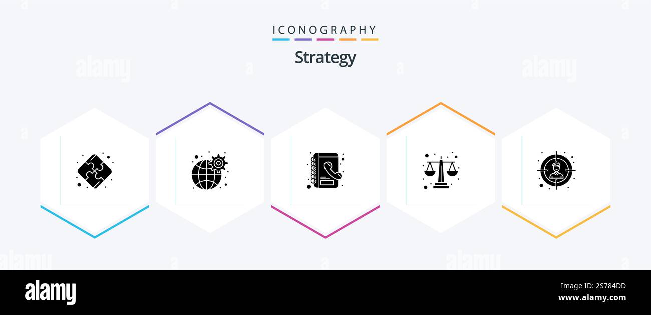 Strategy 25 Glyph icon pack including . target. contacts. audience. equality Stock Vector