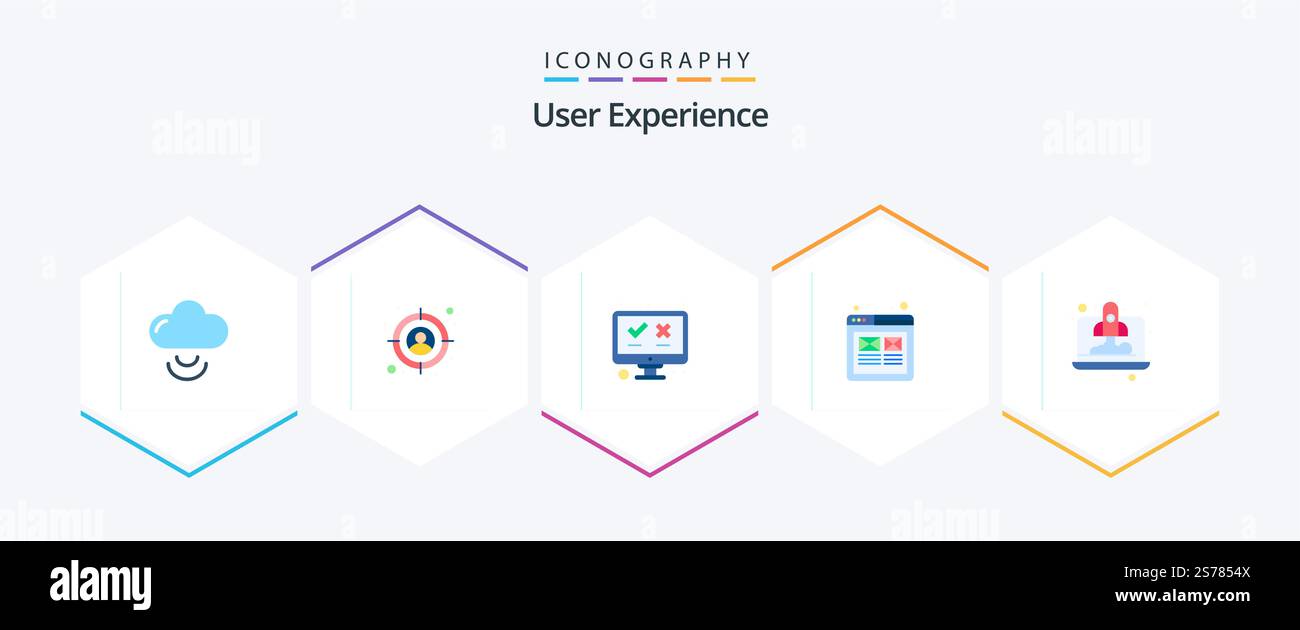 User Experience 25 Flat icon pack including startup. computer. media. wire framing. user Stock Vector