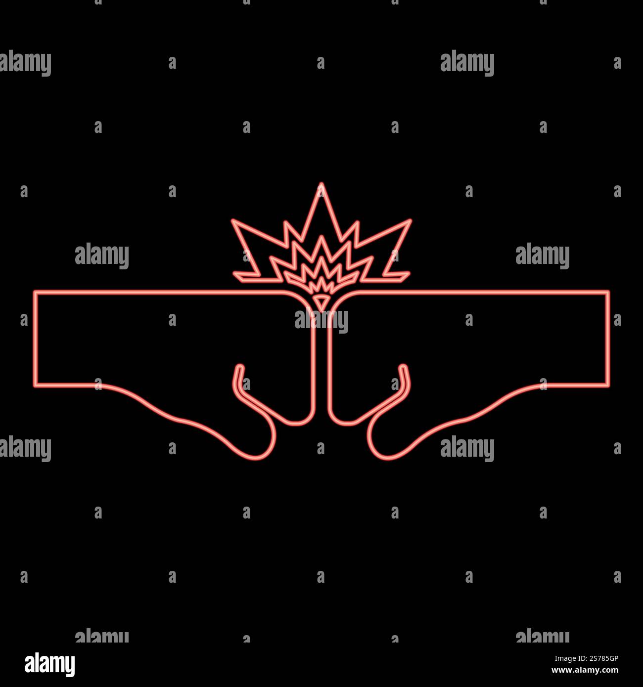 Neon collision of two fist red color vector illustration image flat ...