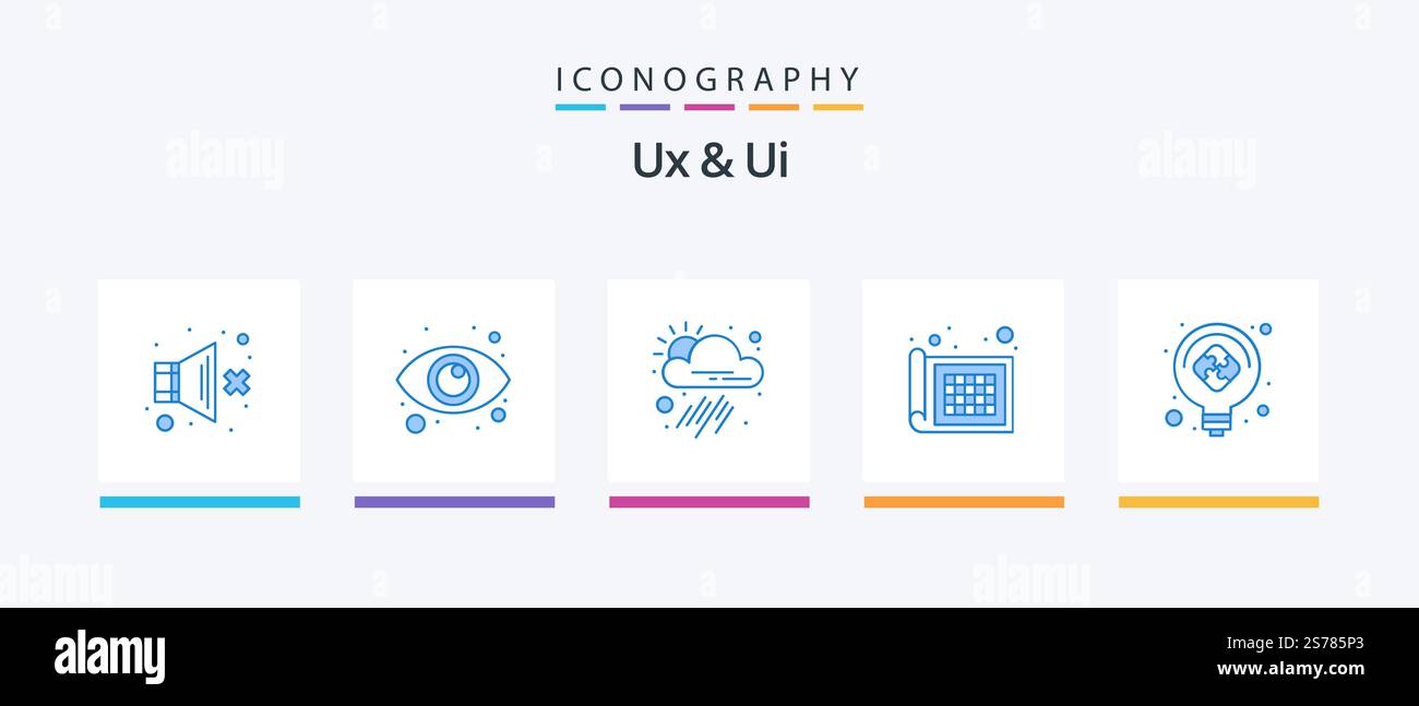 Ux And Ui Blue 5 Icon Pack Including puzzle. idea. app. ratio. grid ...