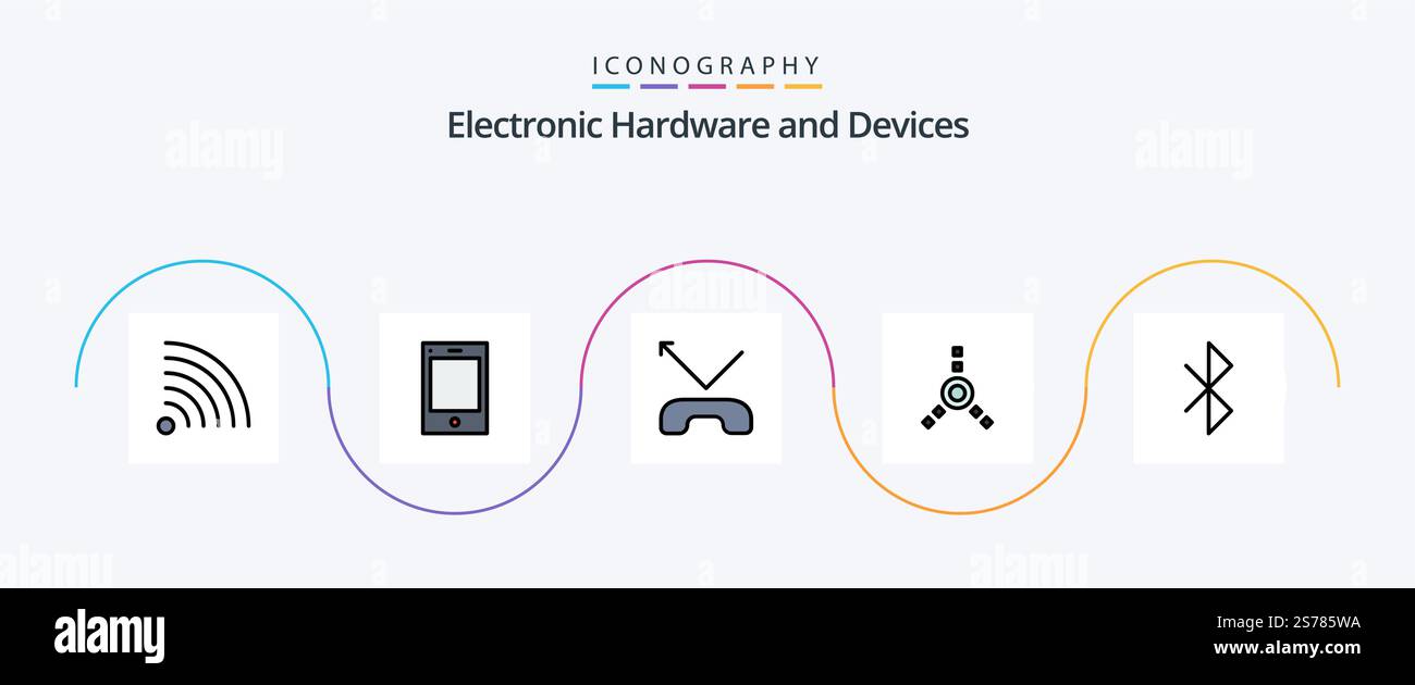 Devices Line Filled Flat 5 Icon Pack Including . missed. signal ...