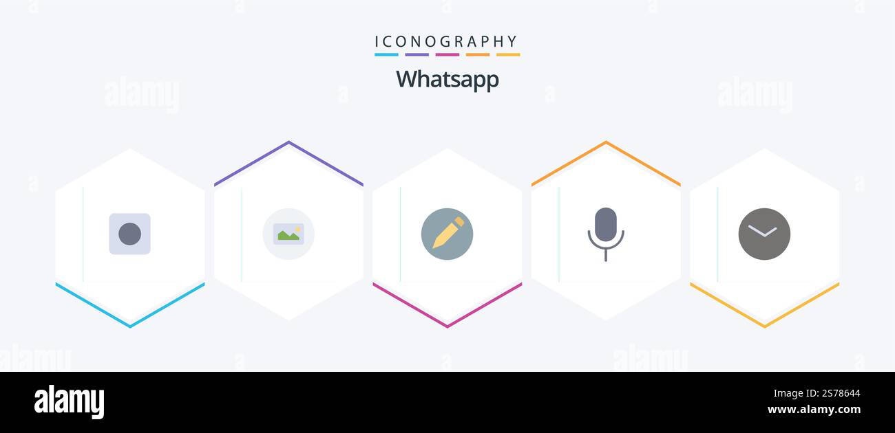 Whatsapp 25 Flat icon pack including clock. watch. pencil. basic. basic Stock Vector