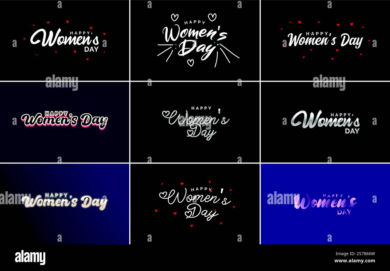 Women Sign For Lettering Happy Woman’s Day handwritten lettering set for use in greeting or ...