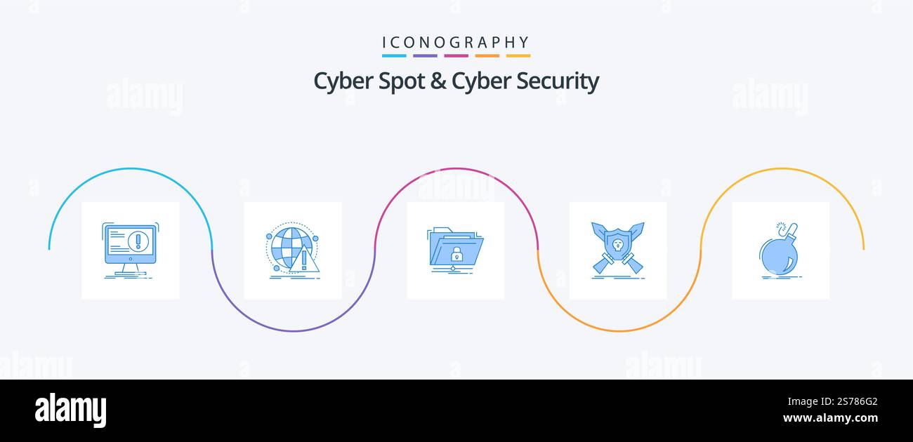 Cyber Spot And Cyber Security Blue 5 Icon Pack Including danger. bomb ...
