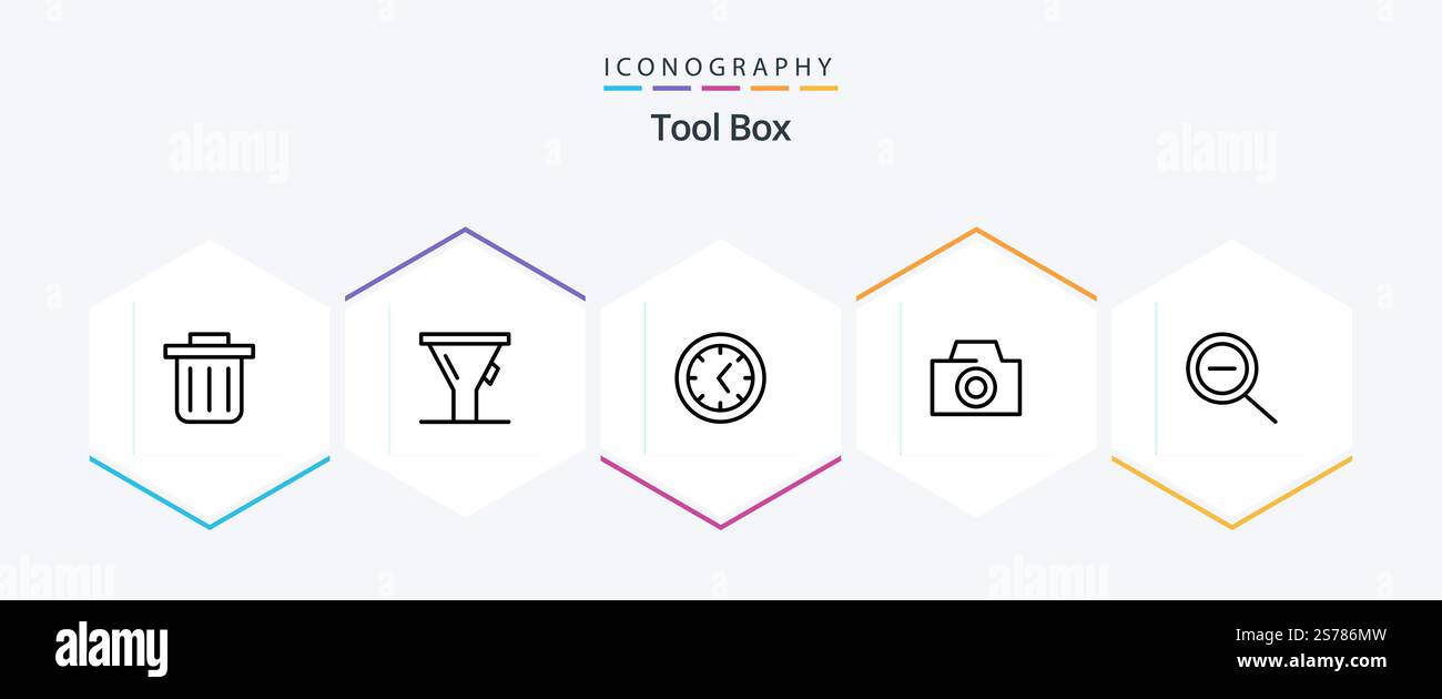 Tools 25 Line icon pack including . out. Stock Vector