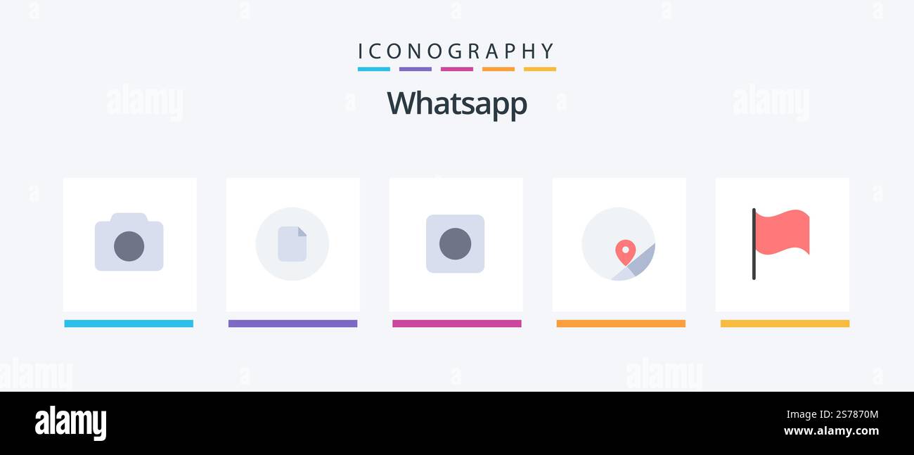 Whatsapp Flat 5 Icon Pack Including ui. basic. app. map. map. Creative Icons Design Stock Vector