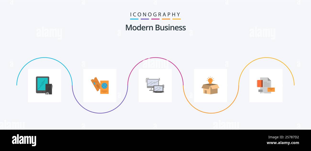 Modern Business Flat 5 Icon Pack Including idea. box. travel ...