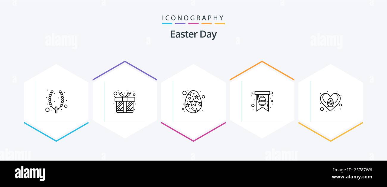 Easter 25 Line icon pack including heart. easter. easter. egg. card Stock Vector