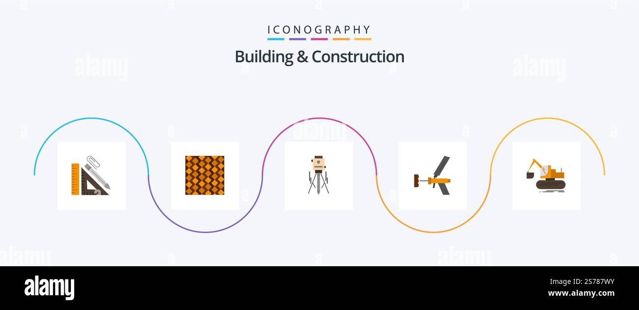 Building And Construction Flat 5 Icon Pack Including tool. construction ...