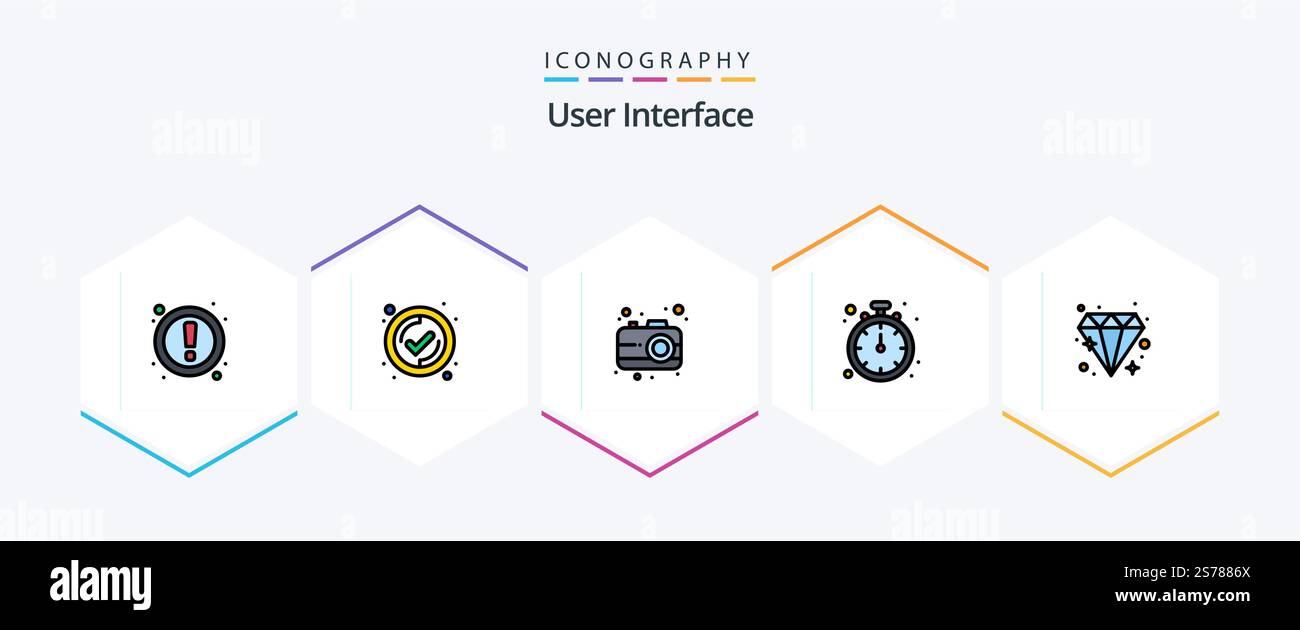 User Interface 25 FilledLine icon pack including . diamond. interface. brilliant. timer Stock Vector