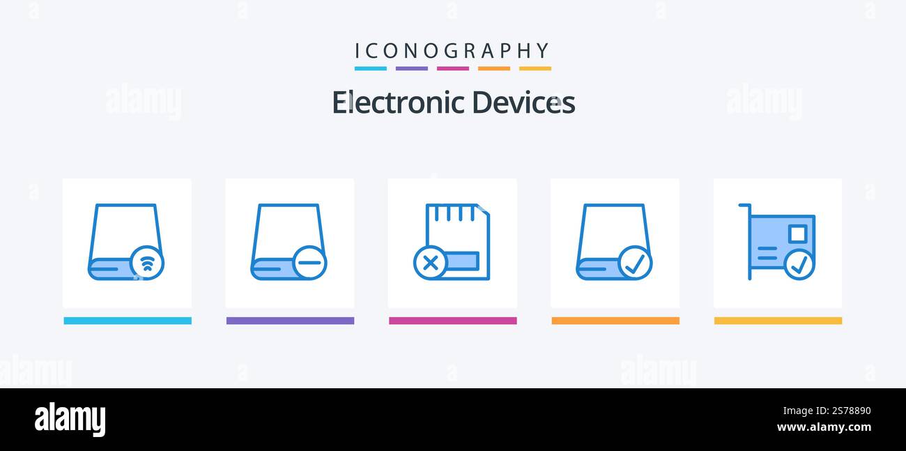 Devices Blue 5 Icon Pack Including connected. card. hardware. gadget ...