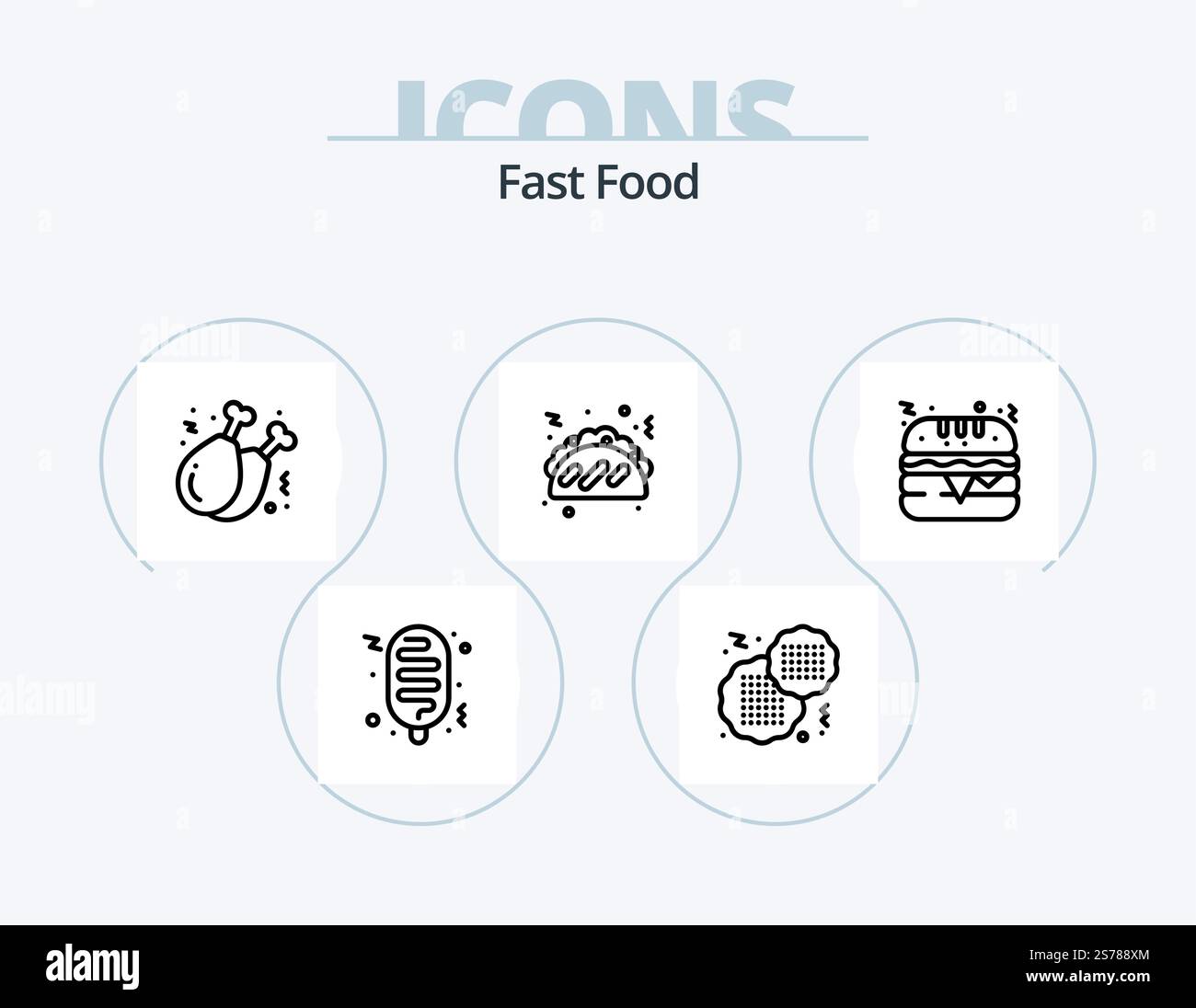 Fast Food Line Icon Pack 5 Icon Design. fast food. sausage. food. junk ...